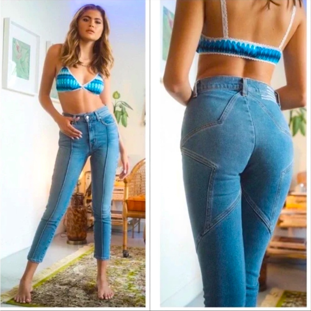 Revice Venus Star Crop Jeans Medium Wash Skinny Ankle Star Butt